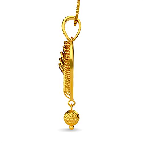 Joyalukkas 22KT Yellow Gold and Ruby Pendant for Girls