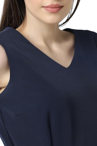 Van Heusen Women's Polyester Blend Modern Below The Knee Dress (VWDRCRGPO46645_Navy