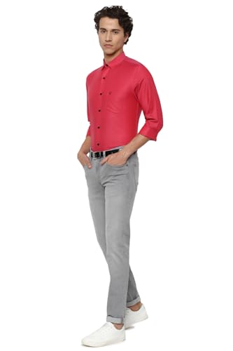 Allen Solly Men's Plain Slim fit Casual Shirt (Red)