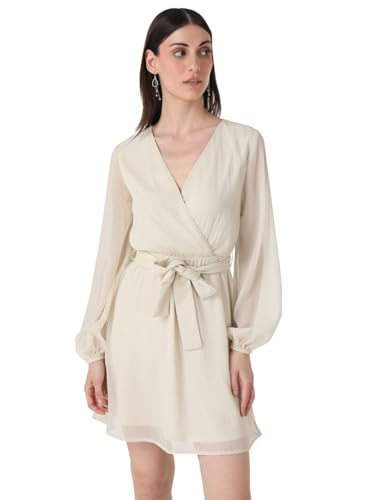 Kazo Women's Chiffon Fit and Flare Mini Dress (125343_Moonlight