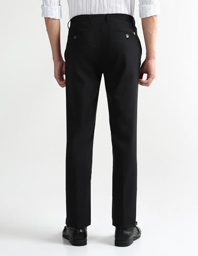 Arrow Men's Textured Dobby Trousers (ARAKTR2019_Black_32)