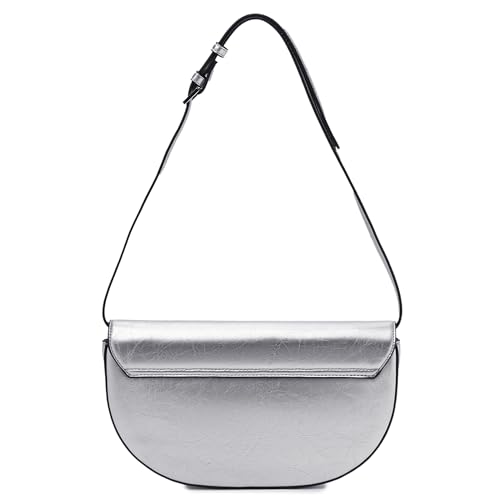 Miraggio Faith Shoulder Bag With Adjustable & Detachable Strap | Shoulder Bags For Women | Cluthch Silhouette | Gift Items For Women (Silver)