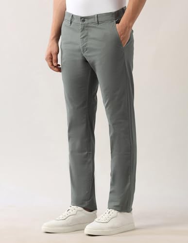 Arrow Sports Men's Twill Slim Fit Trousers Green
