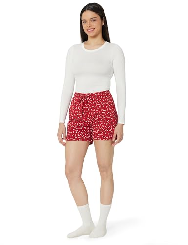 Max Women All-Over Printed Knit Shorts (SP23BOTTOM17RED)_XS