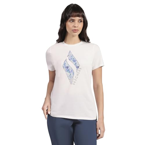 Skechers Women's Floral Diamond Classic Crew T (TS181A-WHT_XS)