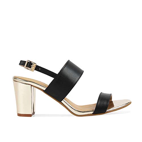 ROCIA Black Double Strap Block Heels