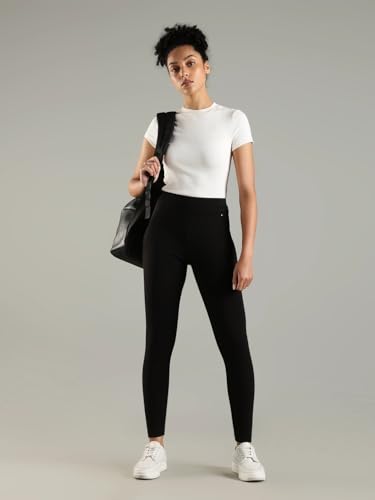 Slim Fit Solid Mid Rise Legging Black