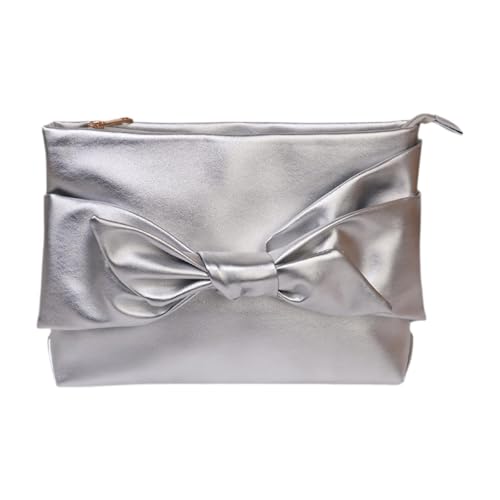 LOOM TREE® Bow Clutch Bag Decoration Pu Leather Evening Handbag For Wedding Lady Dating Silver | Womens Handbags & Bags
