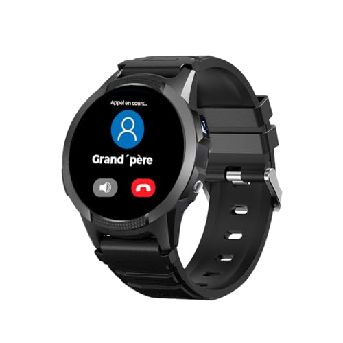 SaveFamily Slim 4G Smart Watch for Kids with Video Call, Call, Chat, SOS Button, Stopwatch and Pedometer, IP67 Waterproof Smart Watch for Kids with a Modern and Discreet Design, black, Normal, stripes