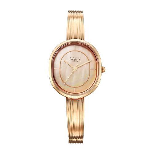 Titan Raga Contempore Quartz Rose Gold Round Dial Men's Watch | Brass Solid Link Strap Material | Watches for Man | Watches for Men Analog - 2776WM01F