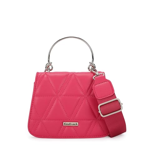 Fastrack Quilted pink Sling Bag for Women | Lightweight Crossbody with Adjustable Webbing Strap, Button Closure & Clean Stitch Detail | Everyday Carry for Casual Outings & Coffee Runs
