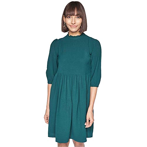 AND Women's Polyester A-Line Short Length Dress (FW21AS058DRCEYGreen_Green_12)