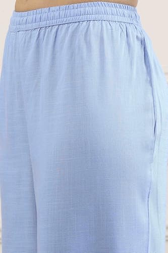 Biba Women Blue Poly Viscose Straight Suit Set_36