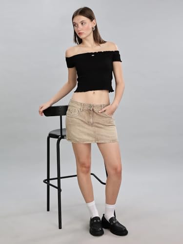 Slim Fit Solid Mid Rise Skirt
