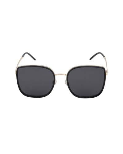 Carlton London Black with Gold Toned and Black Polarised Lens Oversized Sunglass for womens