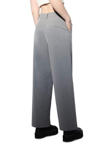 ONLY Women Solid Straight Fit Casual Grey Pants