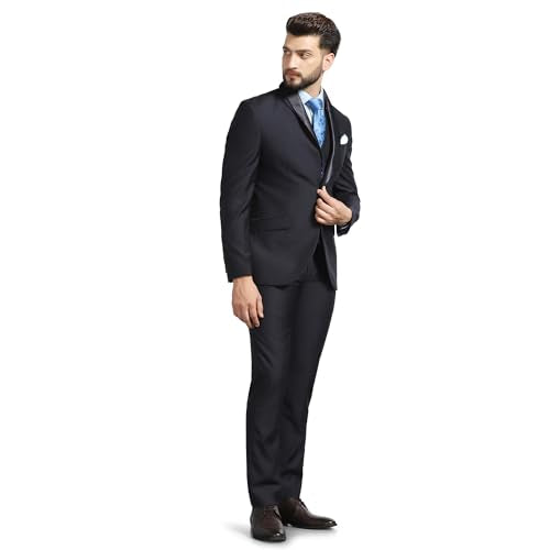 blackberrys Dobby Luxe Suits Notch Lapel in Slim FIT Blue