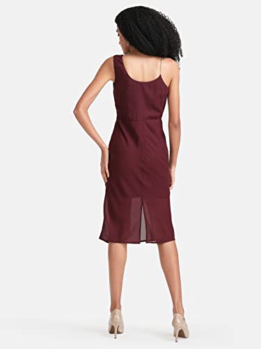 Kazo Women's Polyester Bodycon Midi Casual Dress (124488PRTRYLM_Red