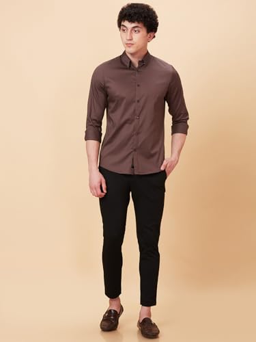 Being Human Garments Mens-Top Shirts Coffee (Size: 3XL)-BHMLS24113-COFFEE