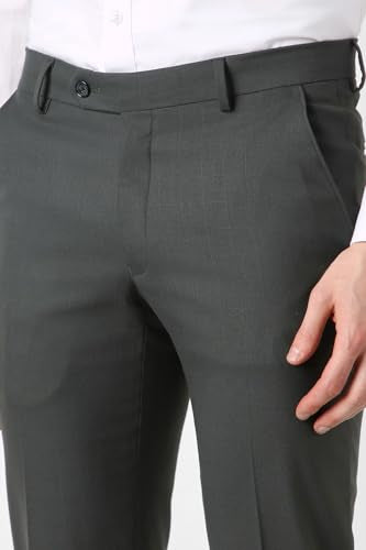 Men Grey Solid Formal Trousers