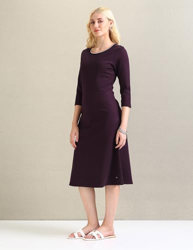 U.S. POLO ASSN. Women's Polyester A-Line Midi Casual Dress (UWSS24DRS107_Wine