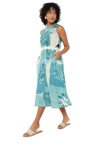 Max Women Printed Midi Dress (Blue_S)