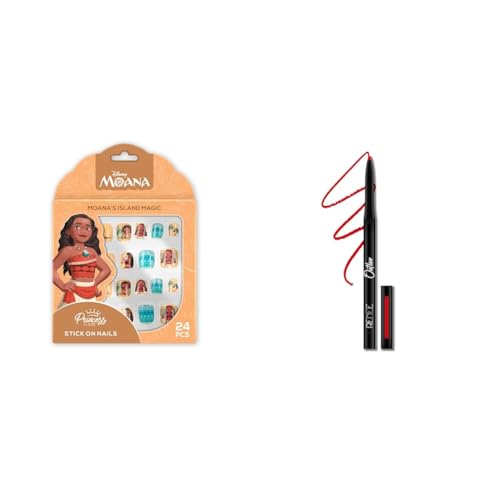 RENEEPrincess by Disney Moana’s Island Magic Reusable Stick On Nails Press On Nails With 1 Prep-pad & 1 Manicure Stick | 24N Valentine Combo 04