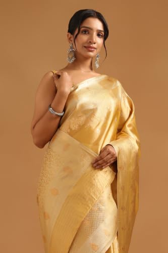 Soch Womens Gold Tissue Zari Woven Saree