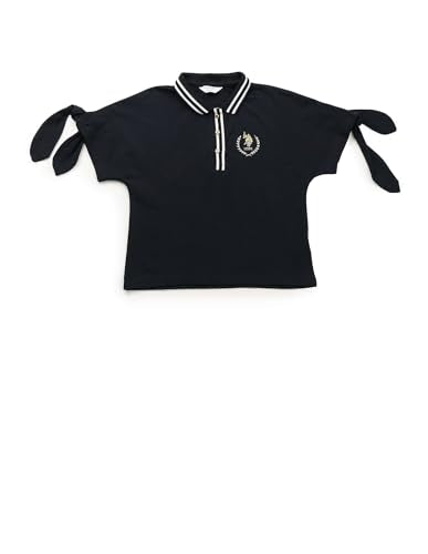 U.S. POLO ASSN. Kids Kids Regular fit Girls Cotton Solid Short Sleeves Polo T-Shirts (UGTSH0434_Blue_12M)
