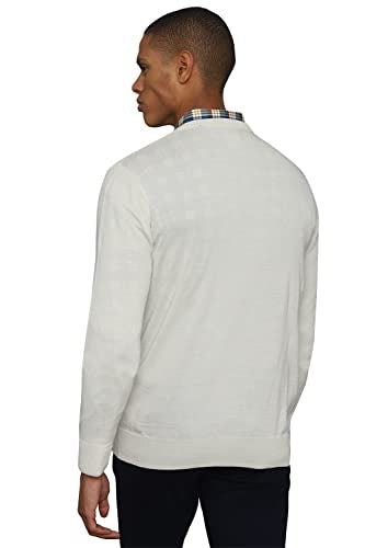 Allen Solly Men Cream Textured Crew Neck Full Sleeves Sweater