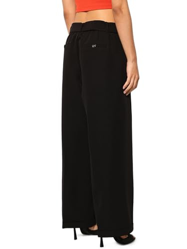 ONLY Women Loose Fit High-Rise Black Pants with Belt