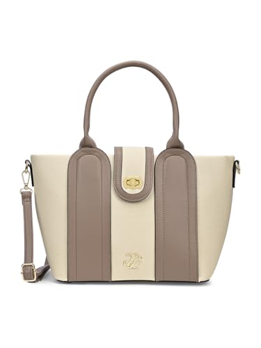 Lavie Signature Canva Lock Satchel Bag | Satchel Handbag for Work | Ladies Purse | Stylish Shoulder Bag | Gift for Women