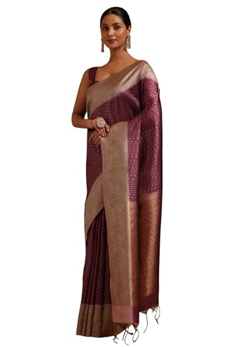Soch Womens PurpleTussar Zari Woven Saree