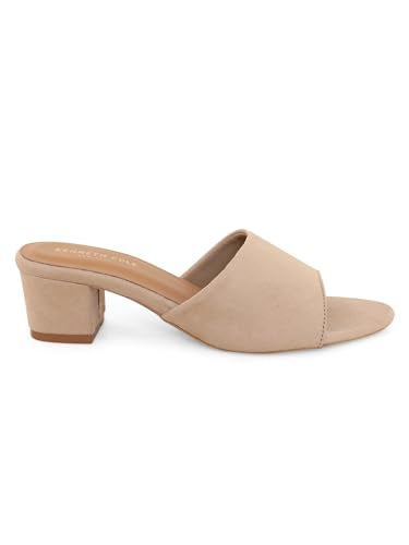 KENNETH COLE Women Heel Sandal | PU Leather With Slip On Closure | Open Toe Wide Band Heel Sandal For Ladies & Girls