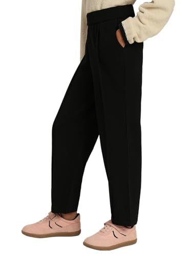 VERO MODA Girl's Solid Regular Fit High Rise Black Pants