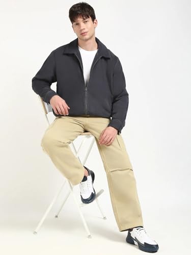 Solid Regular Fit Leather Jacket