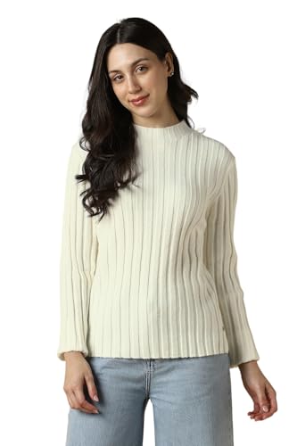 Women Beige Textured Round Neck Casual Sweater