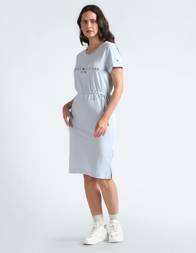 Tommy Hilfiger Women's Cotton Knee-Length Dress (A2BWV136_Breezy Blue