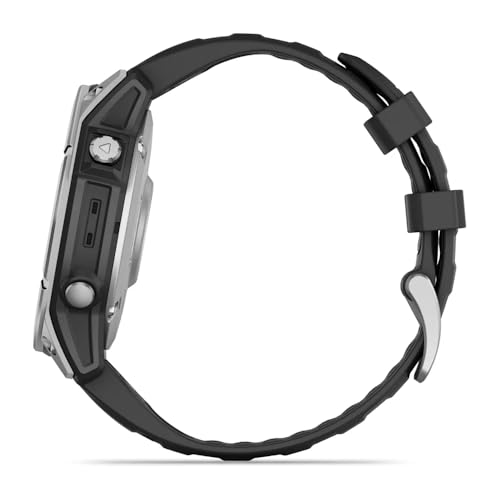 Garmin Fēnix® E – 47 mm, AMOLED Stainless Steel with Black Silicone Band