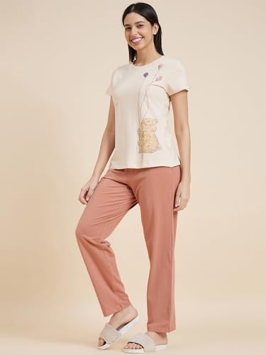 Sweet Dreams Women's Cotton Geometric Pajama Set Pack of 2 (2014AXCO Sand Dune 2XL)