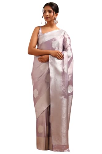 Soch Womens Lavender Tissue Ethnic Motifs Zari Woven Saree