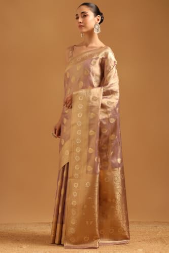 Soch Womens Light Purple Tissue Ethnic Motifs Zari Woven Saree