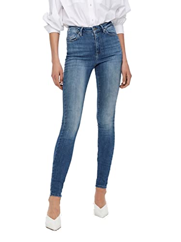 ONLY Women Washed Cotton Blend Skinny Fit Mid Rise Blue Jeans