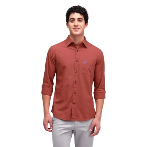 U.S. POLO ASSN. Mens Solid Poplin Full Sleeve Shirts (USSHTO3004_Rust_XL)