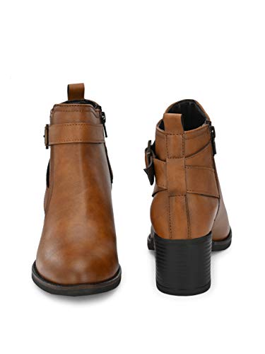 Delize Women mid Heel, Pointed Toe Ankle Boots (41, Tan)
