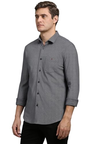 Louis Philippe Men Black Smart Fit Print Full Sleeves Casual Shirt
