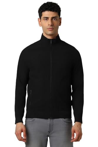 Van Heusen Men Black Solid Casual Jacket