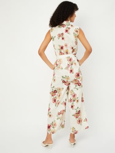 Max Women Floral Print Jumpsuit (Off White_XL)