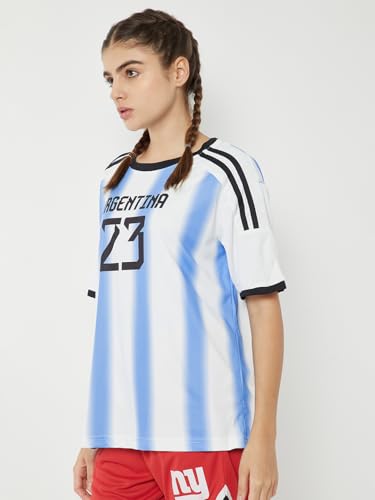 Max Women Argentina Oversized Sports T-Shirt (Blue_XS)