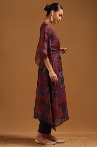 white christmas dresses Soch Womens Purple Chiffon Ethnic Motifs Kaftan Suit